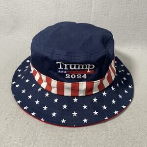 Trump 2024 Maga Bucket Boonie Sun Hat USA Flag Red White Blue Stars Stripes